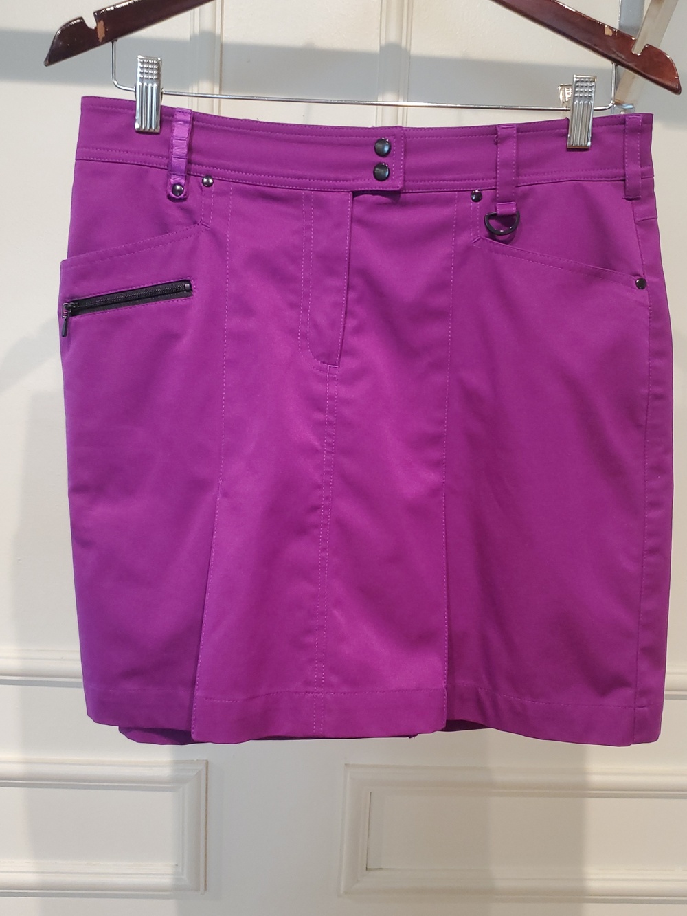 GG Blue Vibrant Pleated Purple Skirt Skort with Utility Details Size 6 - Picture 2 of 8